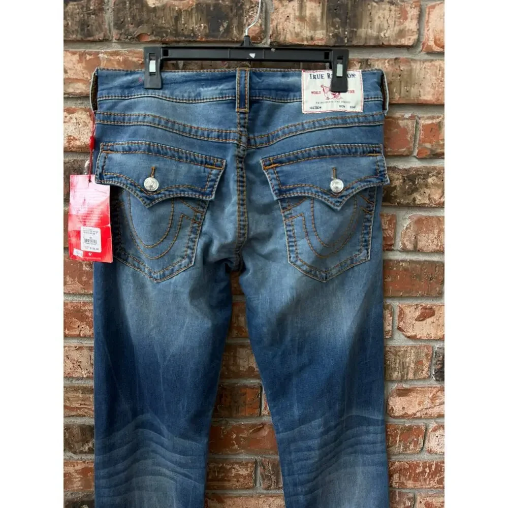 True Religion Ricky Big T Flap Pocket Jeans Size 33 NEW Desert Sand Clean